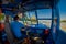 CHIANG RAI, THAILAND - FEBRUARY 01, 2018: Beautiful outdoor view of the captain in the cabin sailing a boat in the