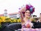 CHIANGMAI, THAILAND - FEBRUARY 3: Maria Poonlertlarp, Miss Universe Thailand 2017 in annual 42th Chiang Mai Flower Festival, on Fe