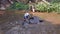 Chiangmai Thailand - March 24, 2019: Elephants taking a bath with mahout in river, in Chiang Mai Thailand