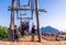 CHIANGRAI, THAILAND - NOVEMBER 29,2020: Unidentified child tribal play swing on the mountain at Phahee viewpoint, Chiang rai