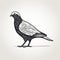 Chiaroscuro Woodcut Style Pigeon Drawing On White Background
