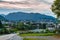 Chiasso, Ticino canton, Switzerland. View of the town of Italian Switzerland in the district of Mendrisio, in the early morning