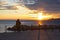 Chiavari - promenade at sunset - Portofino view - Liguria - Italy