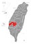 Chiayi County red highlighted in map of Taiwan