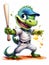 Chibi alligator baseball player sport athelete