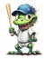 Chibi alligator baseball player sport athelete