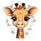 Chibi giraffe tshirt design graphic. Cute kawaii style