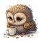 Chibi Owl Sips a Cozy Cup of Hot Chocolate - Generative AI