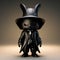 Chibi Rabbit Doll In Black Coat With Plague Doctor Mask