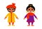 Chibi style characters in traditional Indian and Pakistan costumes