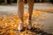 Chic autumn style Close up of womans legs in fashionable shoes