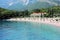 Chic beach and azure waters of the Adriatic Sea near the Botanical Garden, Milocer Park, Montenegro, Europe, the Balkans.
