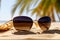Chic Beach Vibes: Relaxation Under Palm Shades with Trendy Sunglasses.
