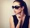 Chic beautiful young female model profile in fashion sunglasses