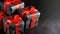 Chic Black and Red Gift Wrapping on a Stylish Black Background for Black Friday