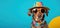 Chic Canine Coolness: A Pup's Summer Fashion Statement with Shades and Hat. Generative AI