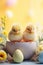 Chic Chick Celebration: Cute chicks and Easter decorations combine to form an adorable background for stylish and