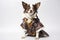 Chic chihuahua: suit on a small dog on the white background