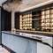 A chic cocktail bar with a mirrored back wall, a sleek marble counter, and a collection of crystal glassware2, Generative AI