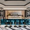 A chic cocktail bar with a mirrored back wall, a sleek marble counter, and a collection of crystal glassware4, Generative AI