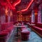 Chic cocktail lounge with velvet seating and mood lighting