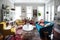 chic and eclectic home with mismatched furniture, vintage decor, and bright pops of color