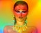 Chic fashion face on gradient background