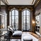 Chic Parisian Apartment: A sophisticated apartment with ornate moldings, velvet upholstery, and a wrought-iron balcony3, Generat