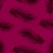 A chic pattern of feathers on a magenta background.mystical theme