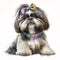 Chic and Sweet: Shih Tzu Pup in Pastel Accessories AI Generated