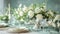 Chic White and Green Wedding Table Decor