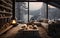 Chic Winter Living Modern Retreat. Generative AI