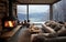 Chic Winter Living Modern Retreat. Generative AI