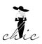 Chic woman logo template from back in hat