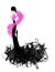 Chic Young Woman in a Black Evening Gown and Hot Pink