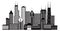 Chicago City Skyline Black and White Vector Illustration