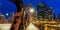 Chicago city skyline downtown skyscraper with Franklinâ€“Orleans Street Bridge panorama in the United States