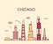 Chicago City skyline Trendy vector line art