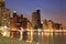 Chicago city skyline viewed from Lake Michigan