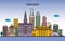 Chicago City Tour Cityscape Skyline Colorful Illustration