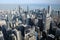 Chicago downtown aerial view looking over Lake Michigan