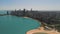 Chicago downtown skyline on sunny day. Aerial Drone wide footage