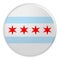 Chicago Flag Badge, 3d illustration on white background