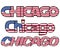 Chicago flag text with overlapping letters illustration