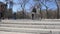 CHICAGO, ILLINOIS - APRIL 17, 2016: Chicago Business District, Downtown, Skyscraper. Millennium Park. Not Working Fountain and Sta