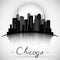 Chicago Illinois city skyline silhouette. Typographic Design