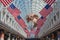 CHICAGO, ILLINOIS - May 26,2018 :- American flags over the central concourse at American Airlines