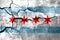 Chicago, Illinois rusted cracked flag, rusty background. United States of America.