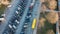 Chicago , Illinois , United States - 14.12.2021: Aerial view Parking near the school. Many cars are parked in the school