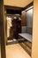 CHICAGO, ILLINOIS, UNITED STATES - DEC 12th, 2015: Interior of a luxurious wardrobe with bathrobe in a luxus hotel